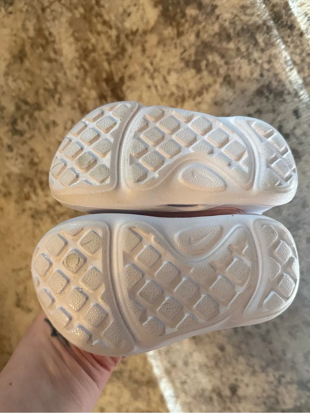 Nike Kids Light Pink and White Slip-On Sandals